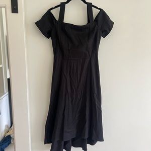 ALC black linen asymmetrical dress open shoulder size 4